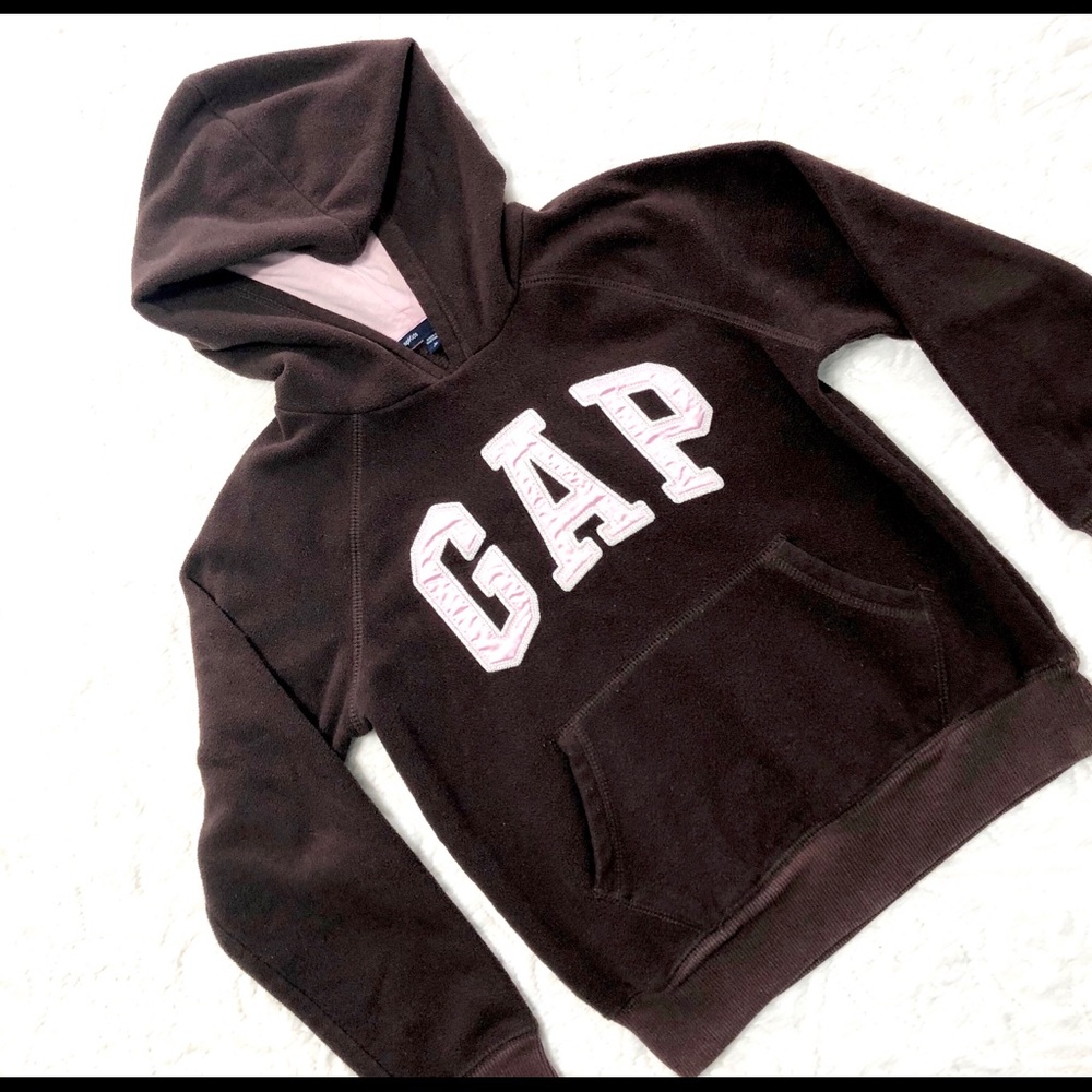 GAP Girls Brown & Pink Hoodie Size M (8) Youth Pullover Sweatshirt EUC